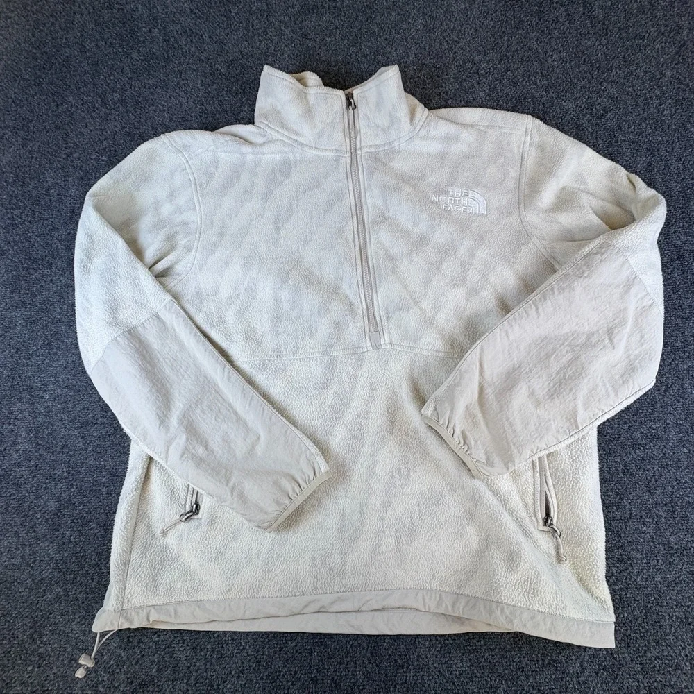 The North Face TKA Kataka Fleece Jacket Mens XL Beige Printed Half Zip Pullover